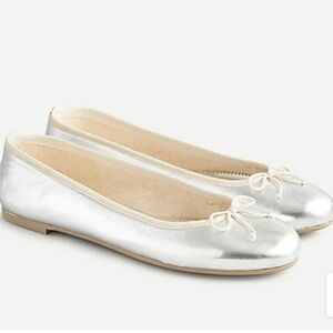 J. Crew Silver Bow Kiki Ballet Flats